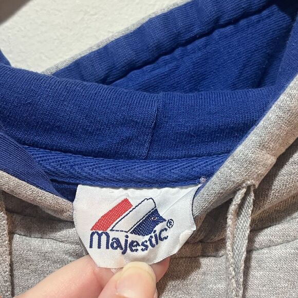 Vintage Majestic Cubs Jacket Men’s XXL Gray Blue Full Zip Hoodie Baseball MLB - Picture 3 of 6